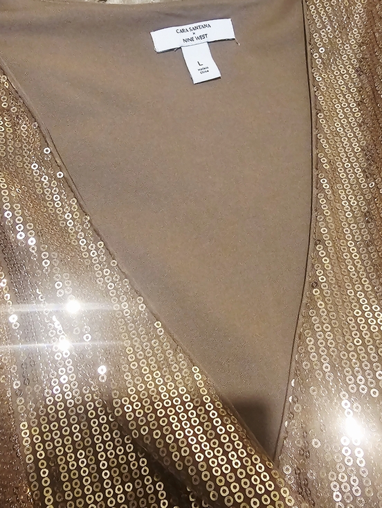 Nine West Rose Gold Sequin Wrap Mini Dress - Picture 5 of 5